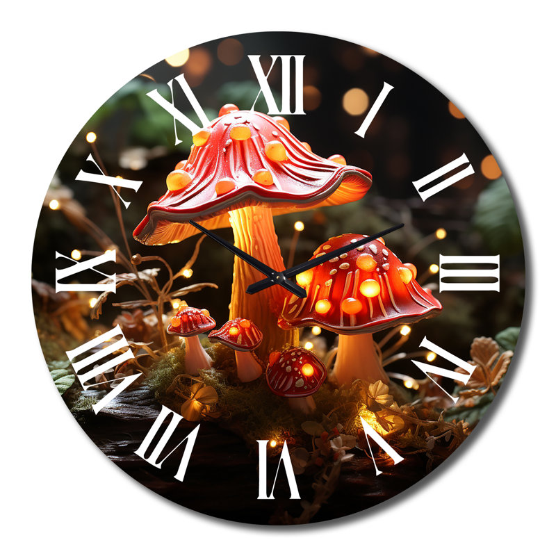 Horloge murale Magical Mushroom Glowing Midnight Forest II, Très grand