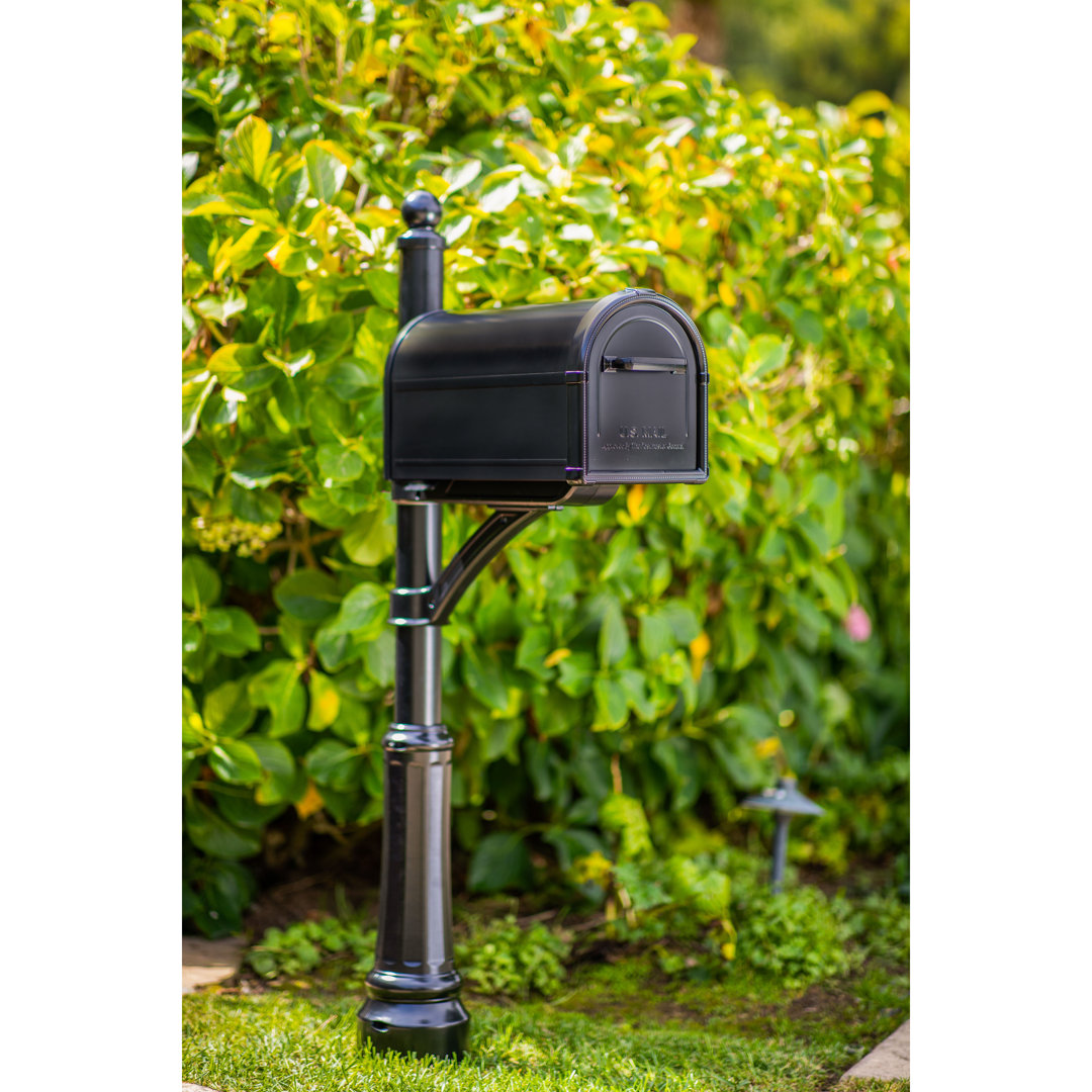 Hillsborough Steel Post Mounted Mailbox with Magnetic Closure Architectural Mailboxes Mailbox 