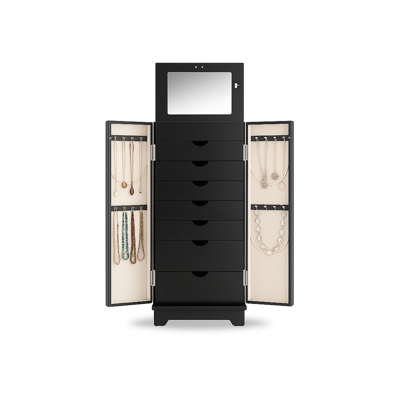 Armoire à bijoux avec miroir Harwant, Gris anthracite