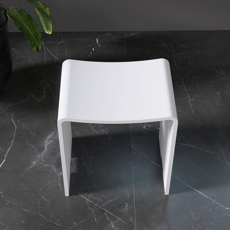 Freestanding Solid Surface Bathroom Shower Stool  Hollowed-Out Seat