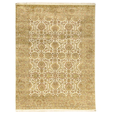 Tapis ivoire et chameau noué à la main de haute qualité