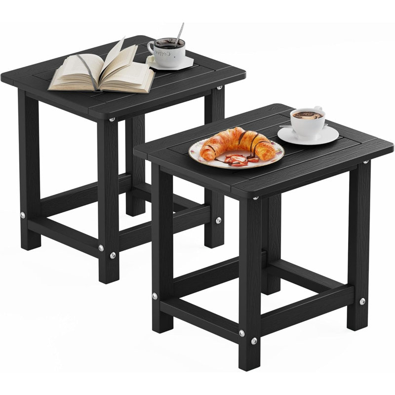 Ensemble de 2 tables d'appoint Adirondack, table de bout carrée 16 po résistante aux intempéries pour patio, piscine, porche et arrière-cour, pour l'intérieur et l'extérieur