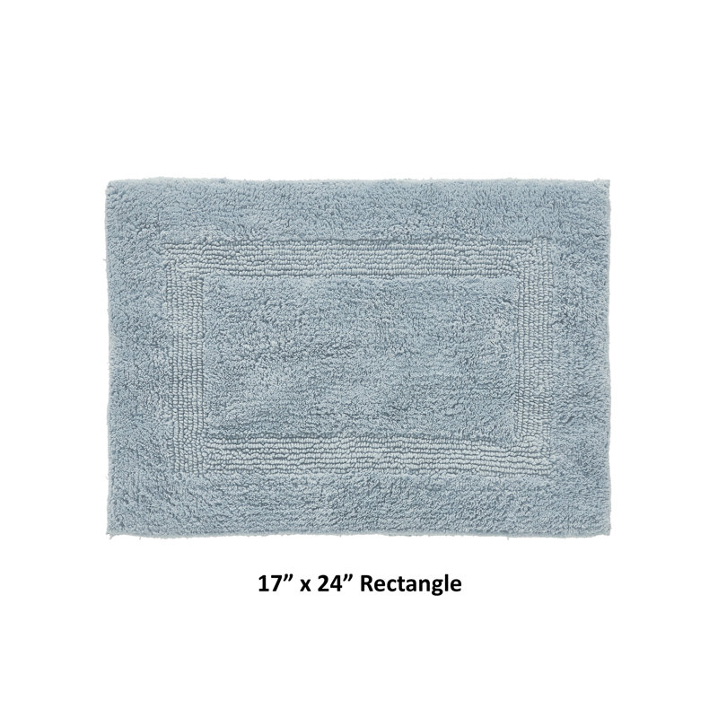 Rozanne Reversible Cotton Bath Rug, Blue, 17" x 24" Rectangle