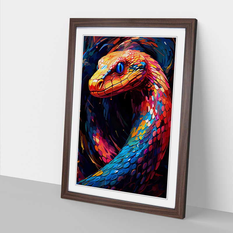 Python Abstract - Framed Print, 64cm H x 46cm W x 2cm D, Walnut