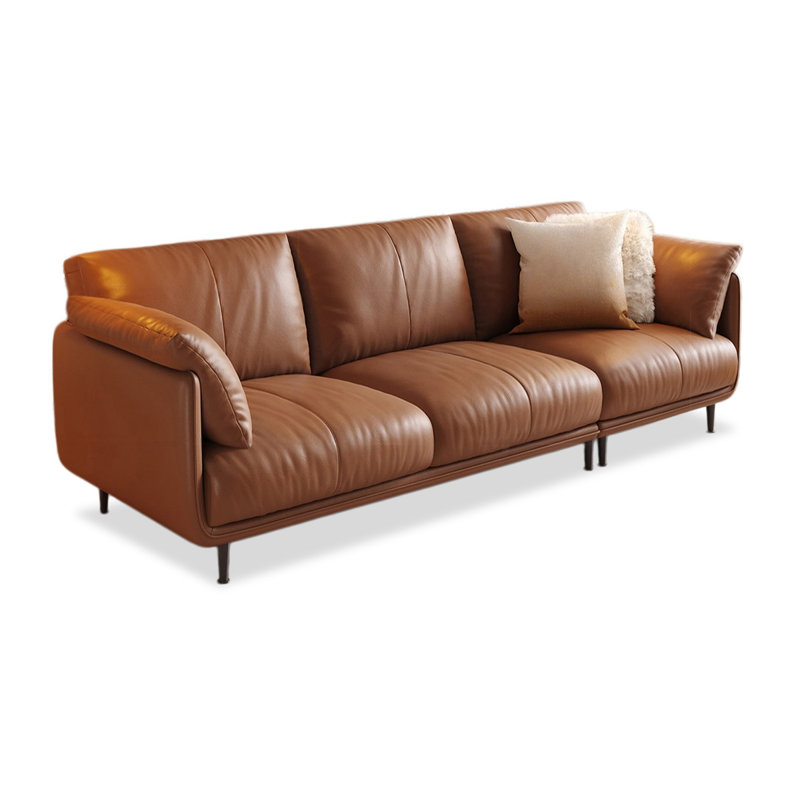 Coussin modulaire en cuir véritable, Brun, H 35,04 po x l 90,55 po x P 35,43 po