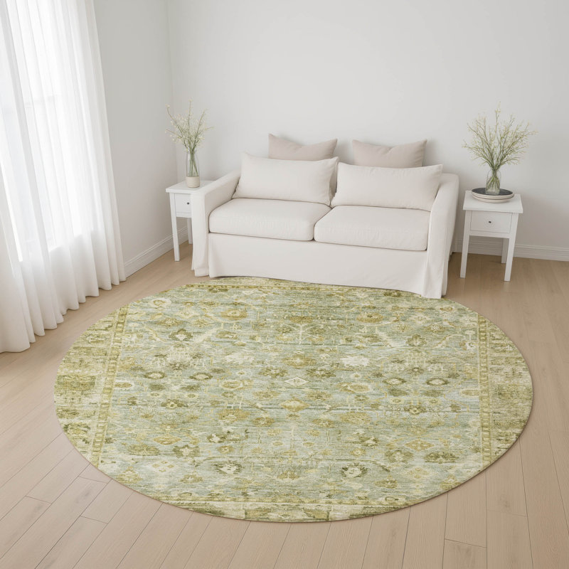 Premium Machine Washable Maag AMF1772 Global Rug, Round 8'