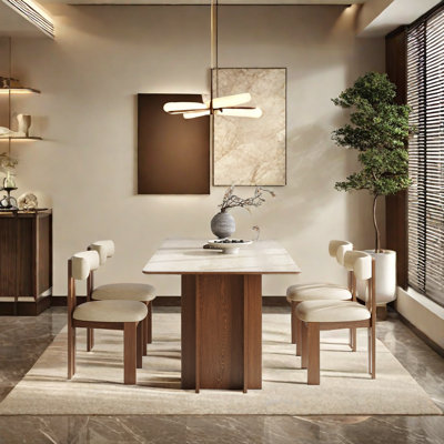 Cave Rock Plate Dining Table And Chair Combination Rectangular Dining Set