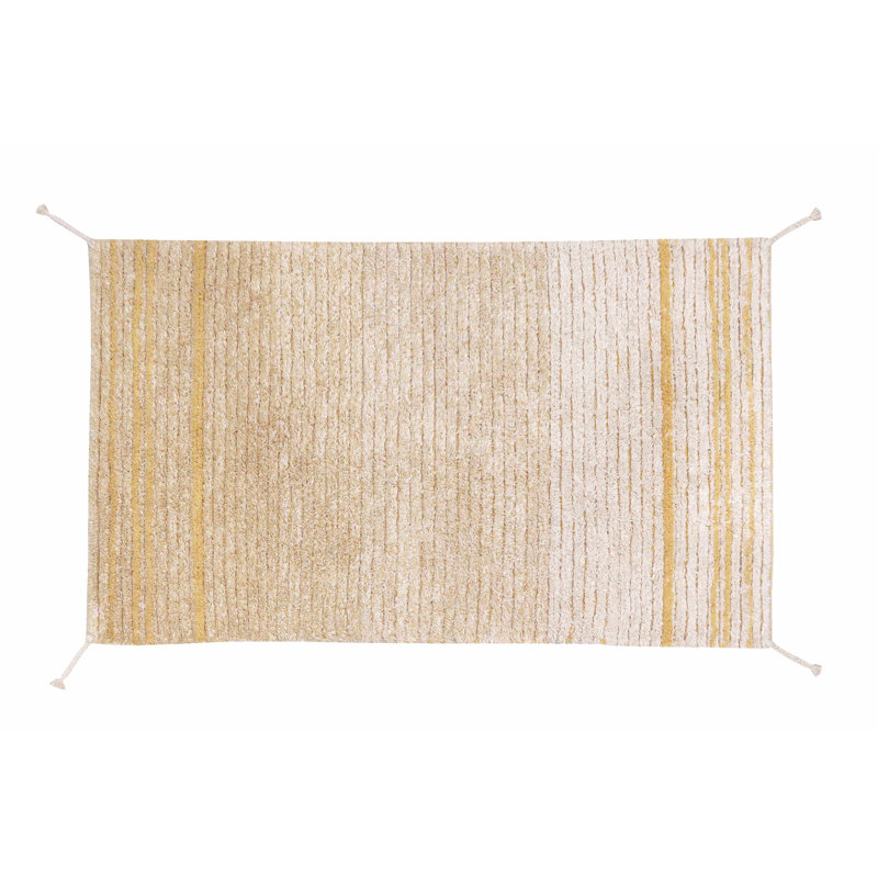 Reversible Hand Tufted Cotton Area Rug in Natural/Light Honey/Dark Honey/Amber, Rectangle 2' 7" x 4' 7"