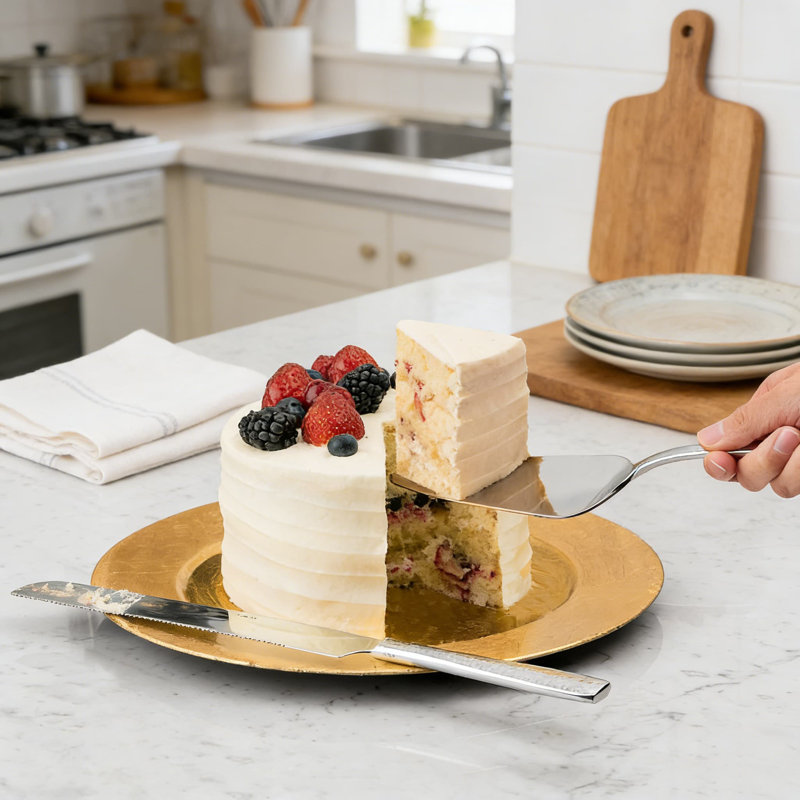 Ensemble d'ustensiles de service en acier inoxydable martelé 18/10, ensemble d'hôtesse 8 pièces avec couteau à gâteau, desserte, desserte à Lasagne, cuillère de service, fourchette, va au lave-vaisselle