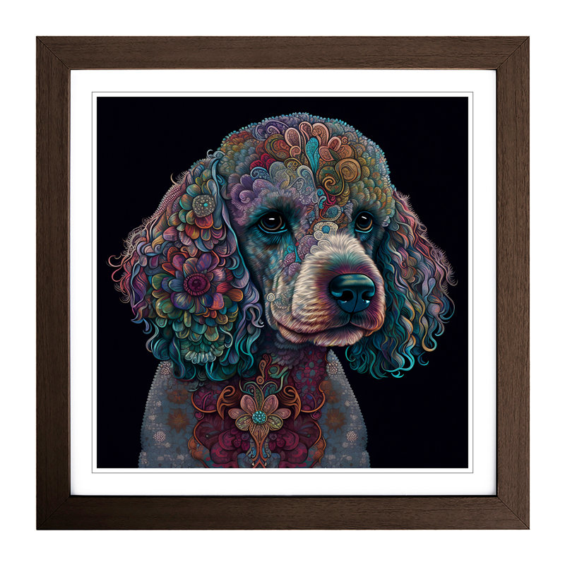 Poodle Paisley - Framed Print, Walnut