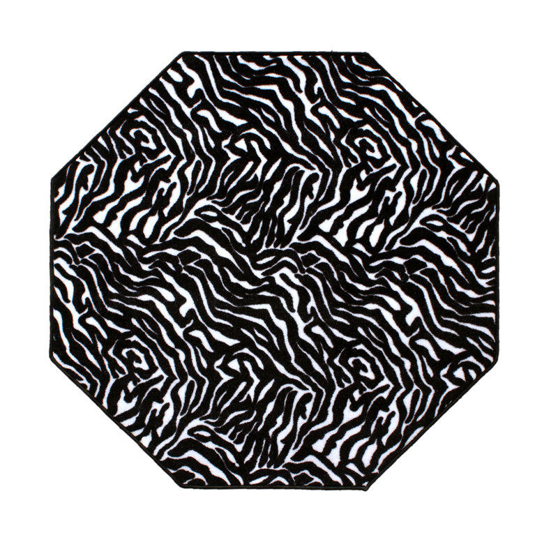 Tapis noir / beige à imprimé animal, Octogone 12 pi