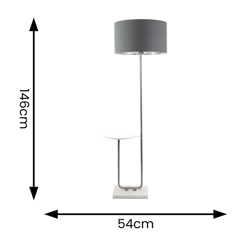 Bangerter 146cm Traditional Floor Lamp, No, Grey, Brushed/White