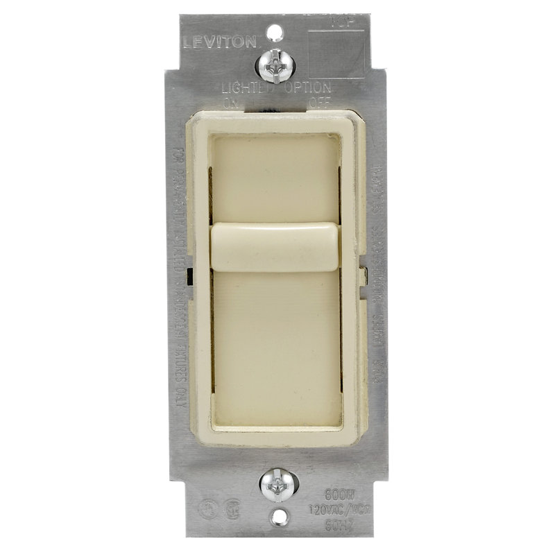 Ivory Single Pole Slide Dimmer Switch for LED and Incandescent Bulbs