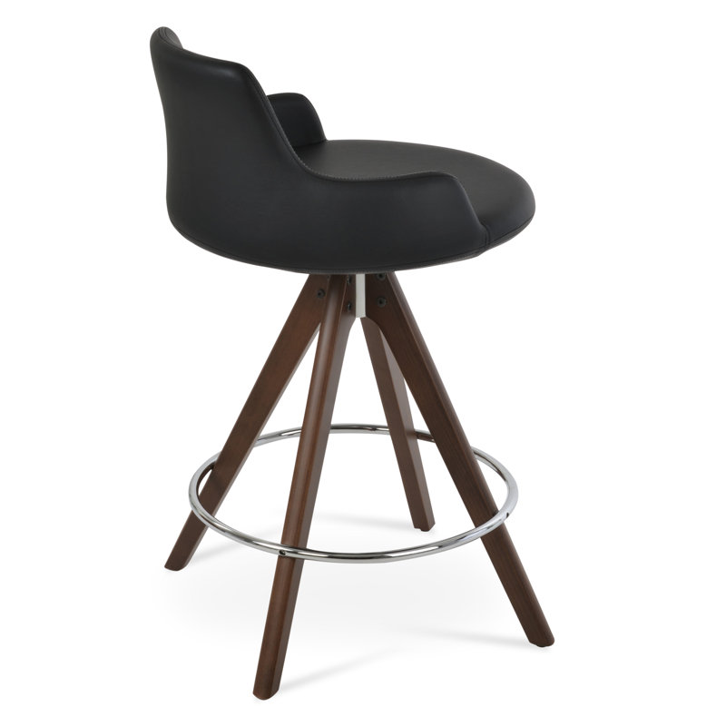Tabouret de bar et de comptoir, Tabouret de comptoir (siège d'une hauteur de 24,5, Noyer, Rouge foncé