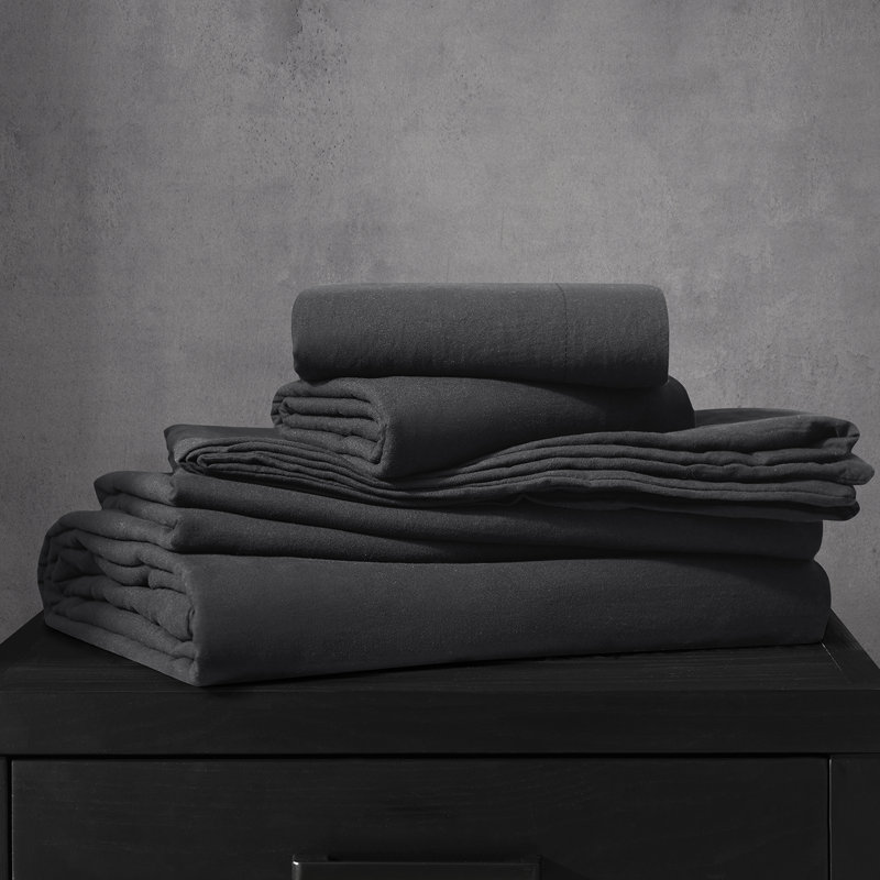 Prewashed Duvet Cover Set, Black, King Duvet Cover + 2 King Shams
