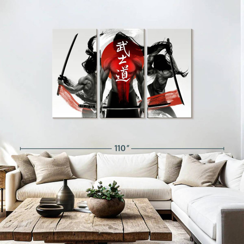 Leisha Three Samurais, 48" H x 74" W