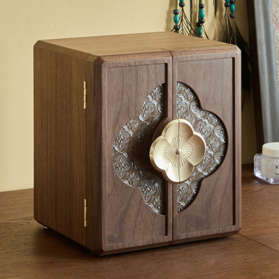 Double Doors 5 Layers Wooden Jewelry Box in Walnut