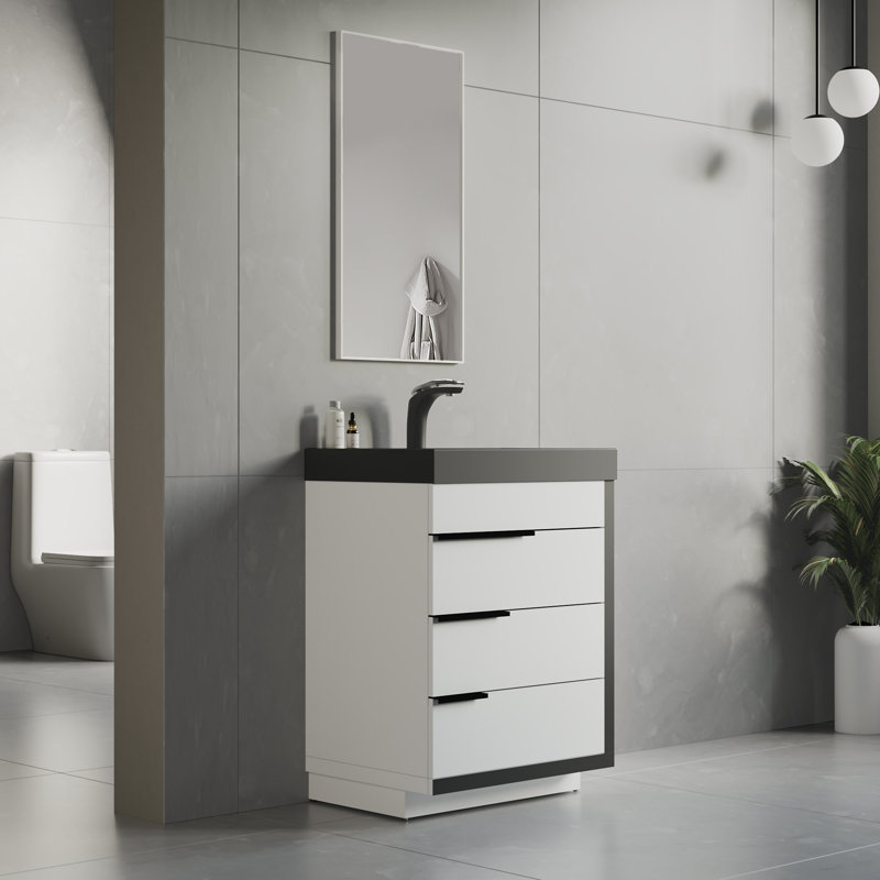 Ensemble de meuble-lavabo simple 24 po Siefert, Blanc lustré