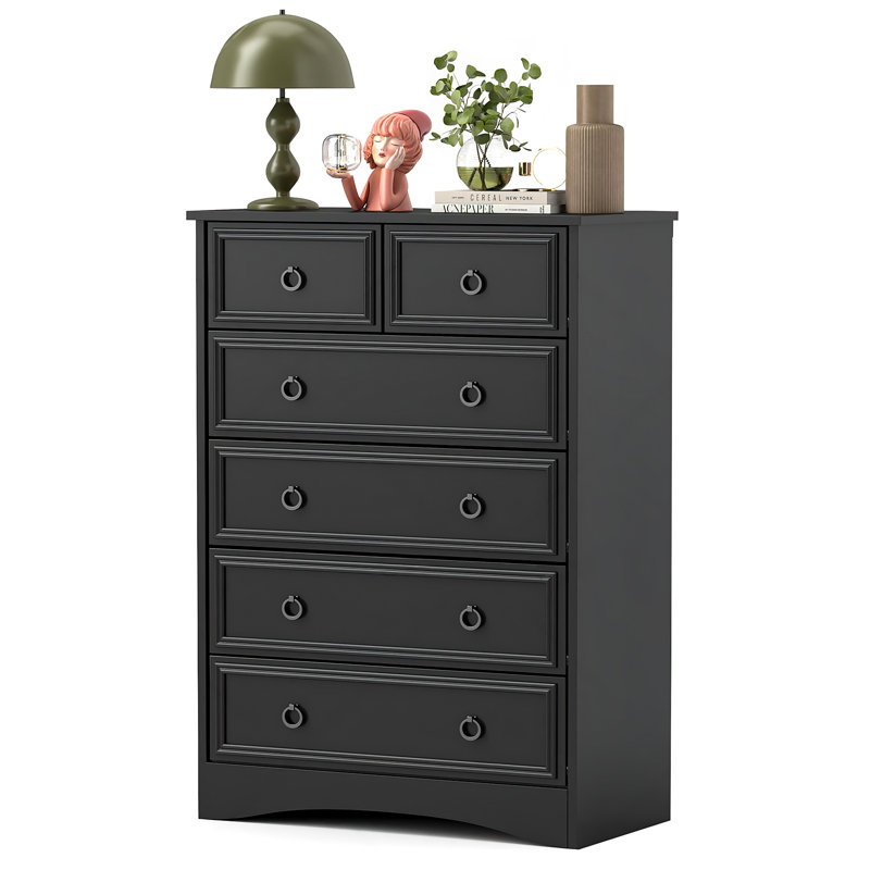 Casimira 6 Drawer Chest, Black