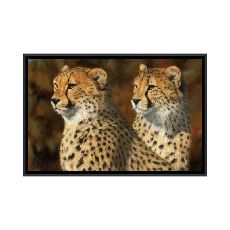 «Cheetah Brothers», impression sur toile, H 18 po x l 26 po x P 1,5 po, Toile encadrée noire, Pas de tapis