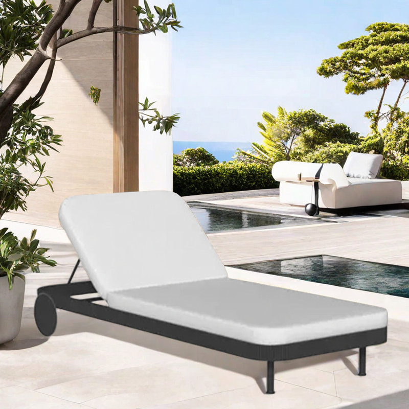 Chaise longue d'extérieur en alliage d'aluminium Nenyasha, Noir