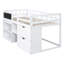 Lit mezzanine bas blanc simple avec bureau roulant, tablette et tiroirs - Bois massif fonctionnel et solide pour un look de chambre à coucher élégant-1579780687