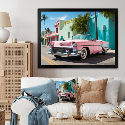 Miami Pink Cadillac II - Miami Canvas Wall Art