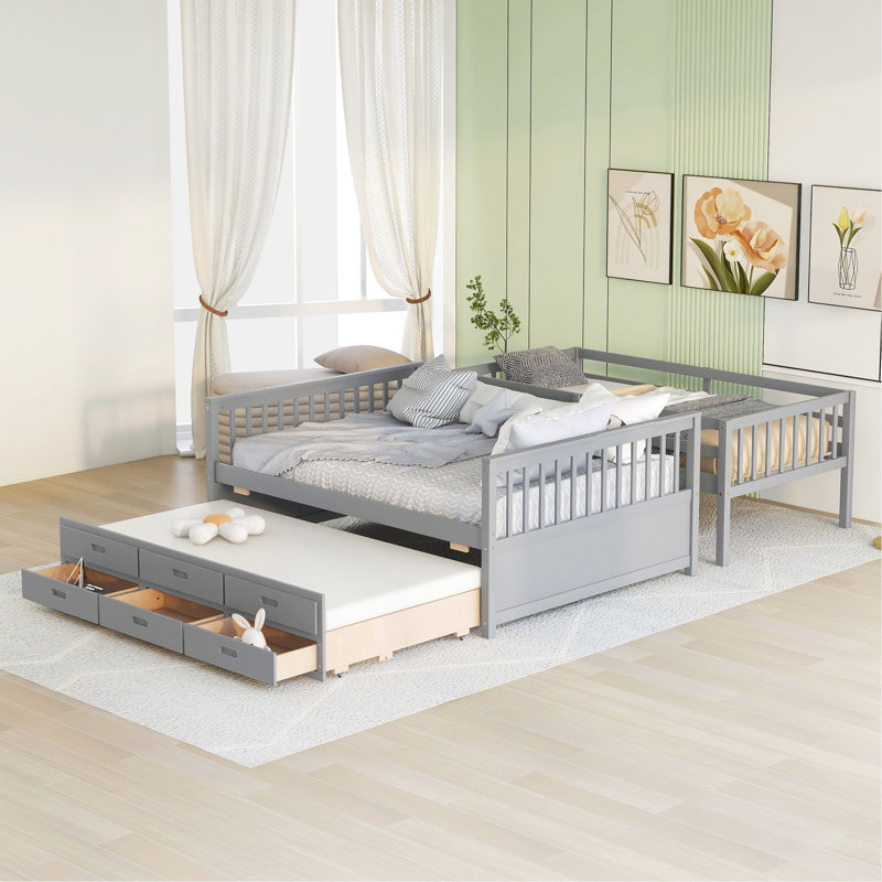 Lit plateforme avec rangement Jarrelle, Gris