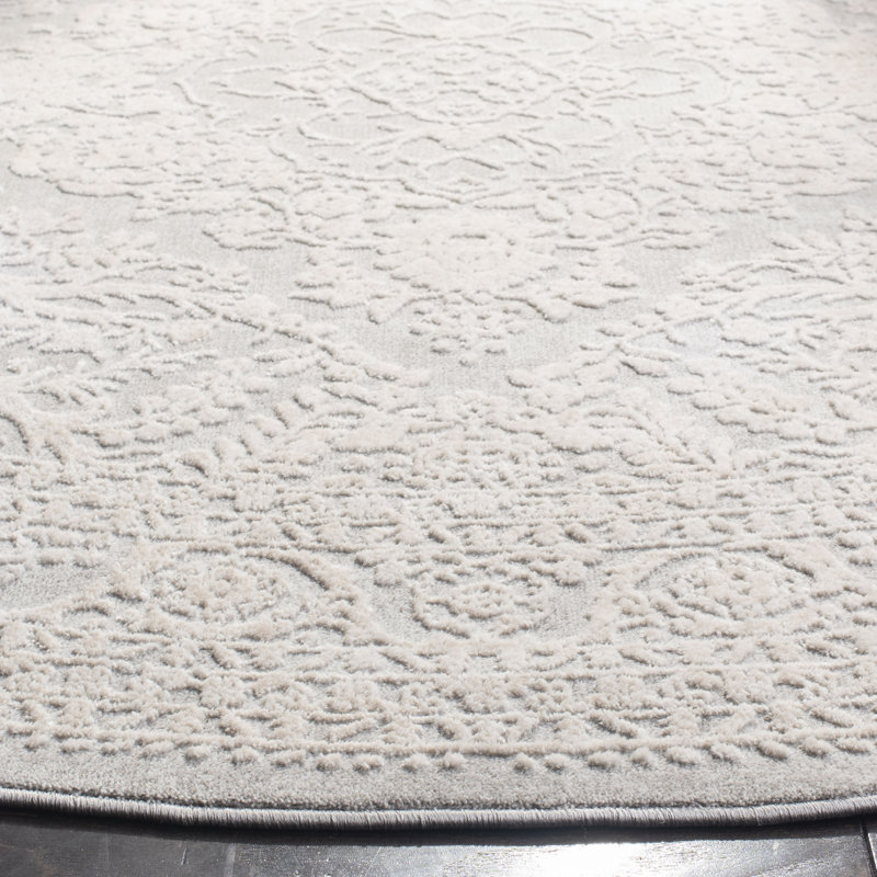 Calidia Power Loom Light Gray/Cream Rug, Runner 2'3" x 8'