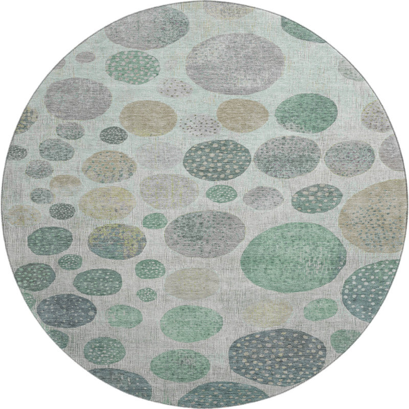 Premium Machine Washable Lonon AMF1952 Geometric Rug, Round 8'