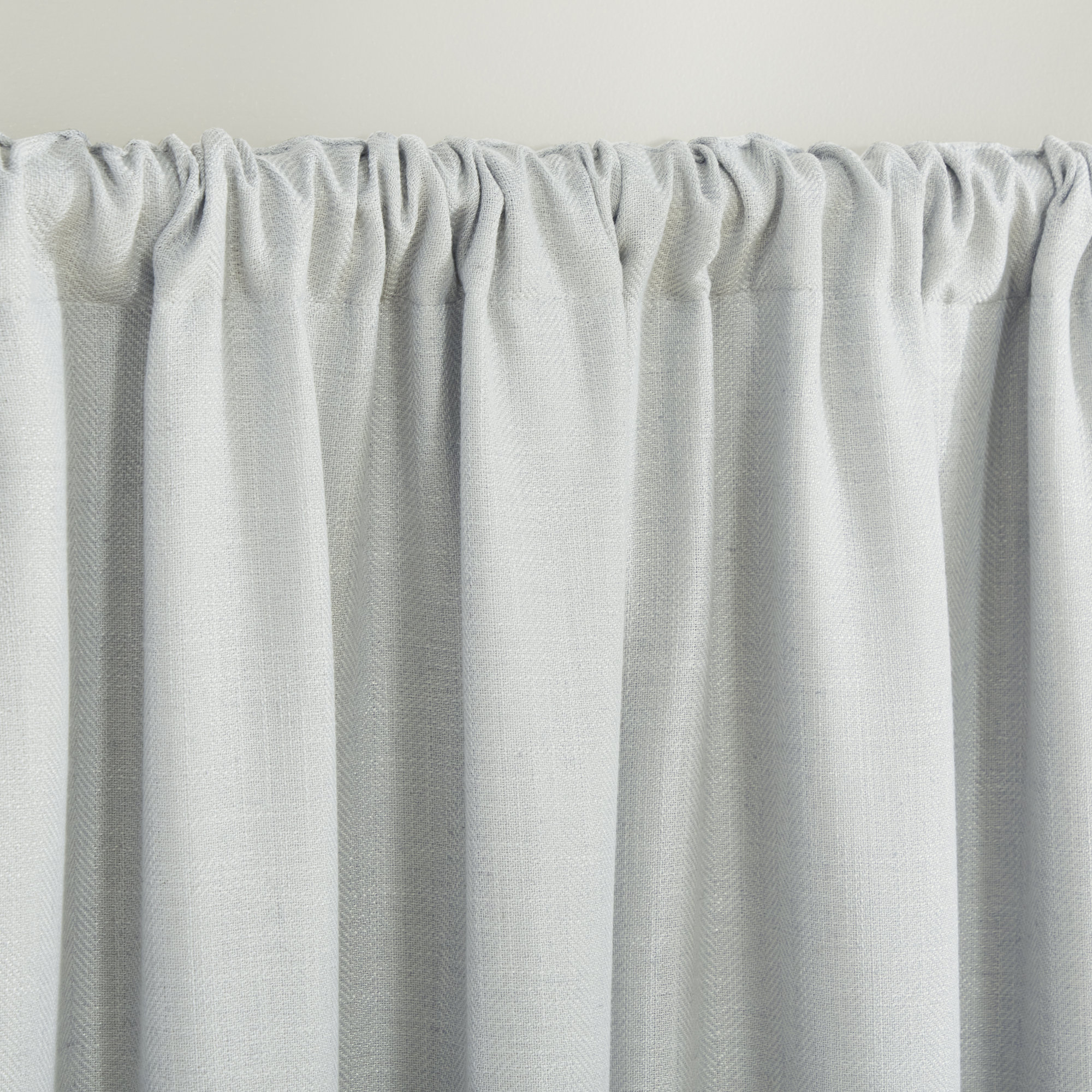 Linen Herringbone Blackout Polyester Curtain, Gray, 52" W x 84" L