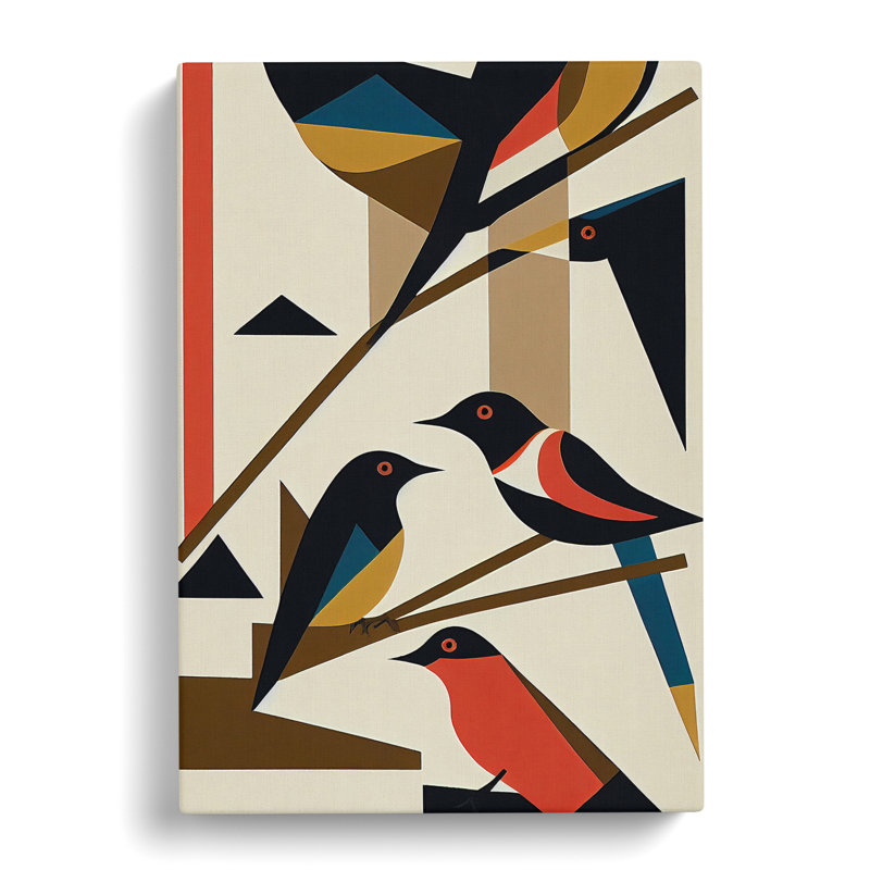 Magpie Bird Bauhaus - Wrapped Canvas, 76cm H x 50cm W x 3cm D