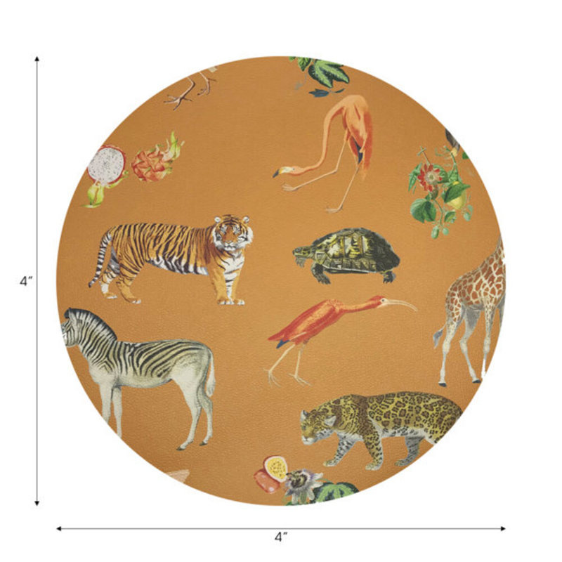 Sous-verres ronds en cuir tangerine Exotix, Tangerine