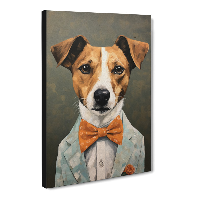 Jack Russell in a Suit Painting No.2 - Wrapped Canvas, 76cm H x 50cm W x 3cm D