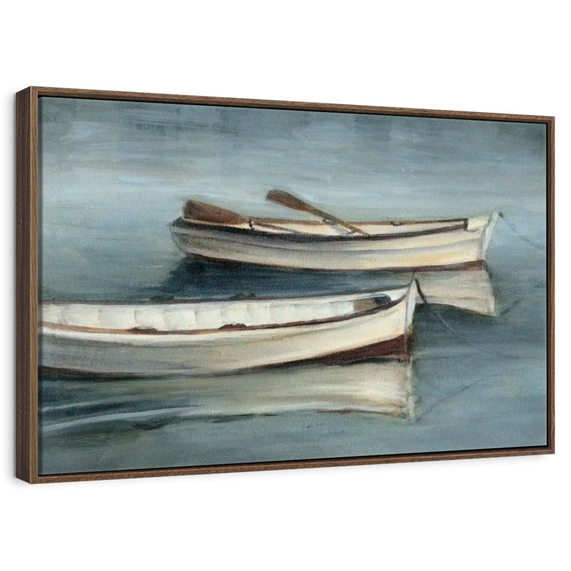 Petites eaux calmes I, 25 po x 17 po, Cadre flottant en noyer