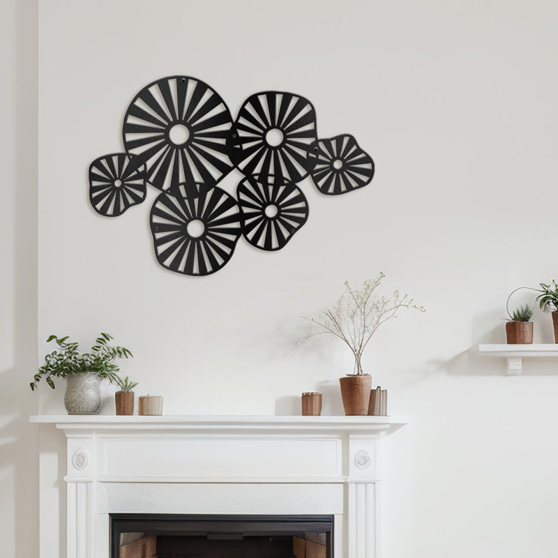 Décoration murale en métal, H 15 po x l 30 po x P 0,05 po, Noir