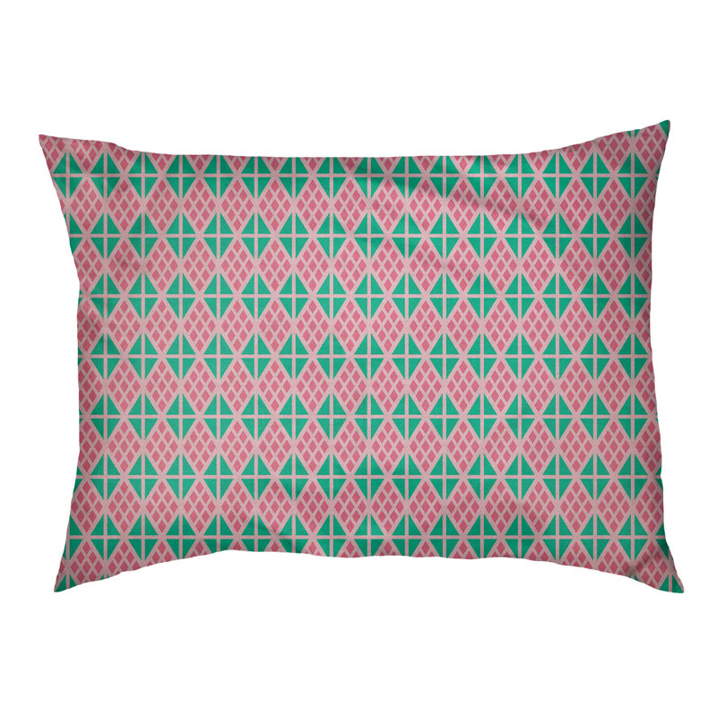 Coussin diamants Byrge, Très grand (l 52 po x P 42 po x H 17 po), Rose pastel / bleu sarcelle