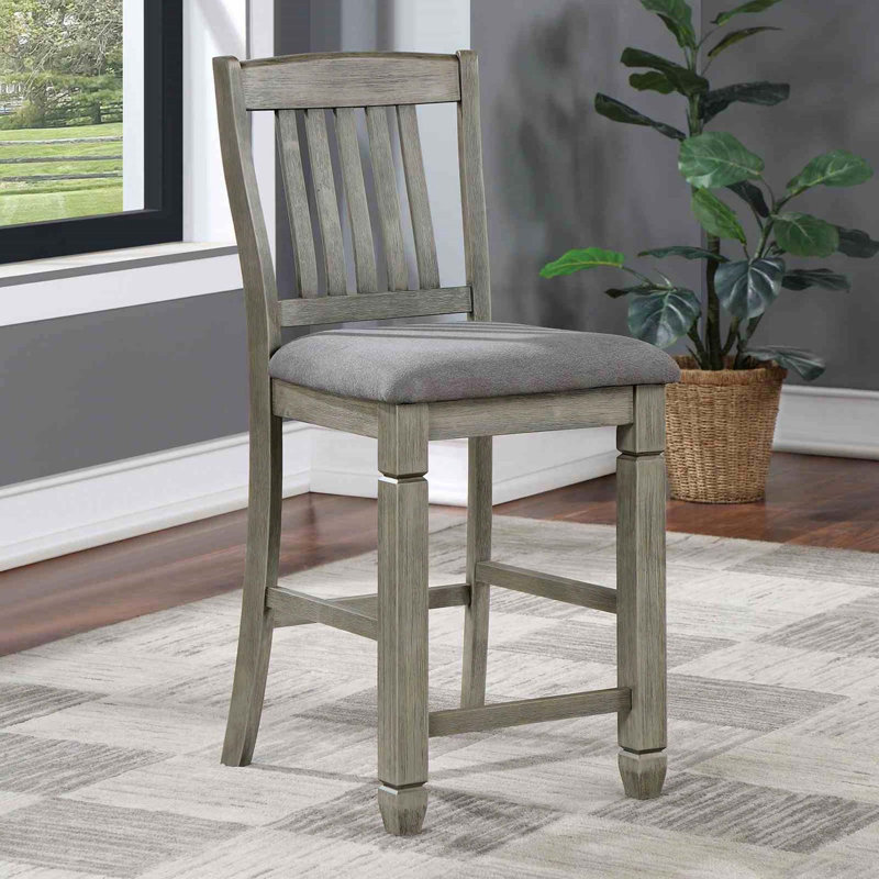 Chaise rembourrée en tissu à hauteur de comptoir de style transitionnel 2pc