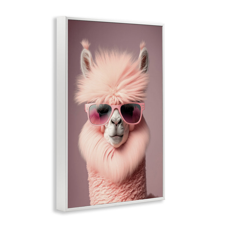 «Fluffy Pink Glam Alpaca», estampe numérique par Incado, Giclée encadrée blanc bord de mer, H 18 po x l 12 po