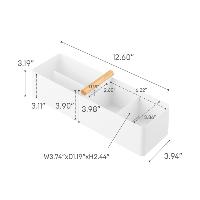 Yamazaki Home Slim Storage Box, Steel And Wood