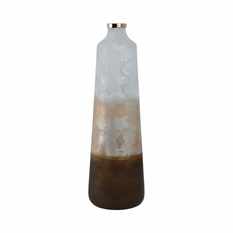 Latitude Run® White/Gold Ombre Floor Vase, 25" H x 8" W x 8" D