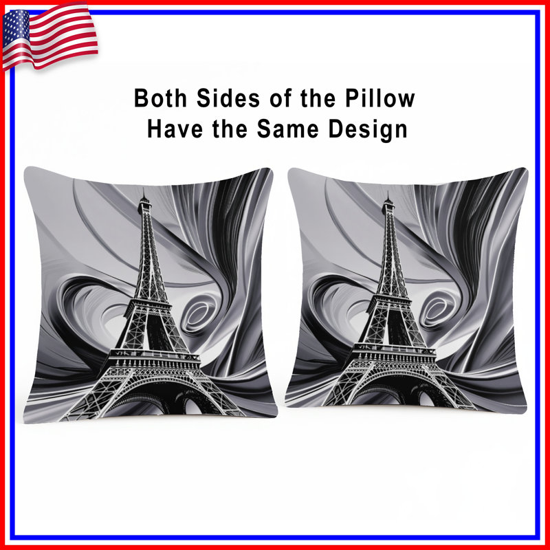 Coussin EiffelTower, coussins double face Architecture, 16 x 16 inches