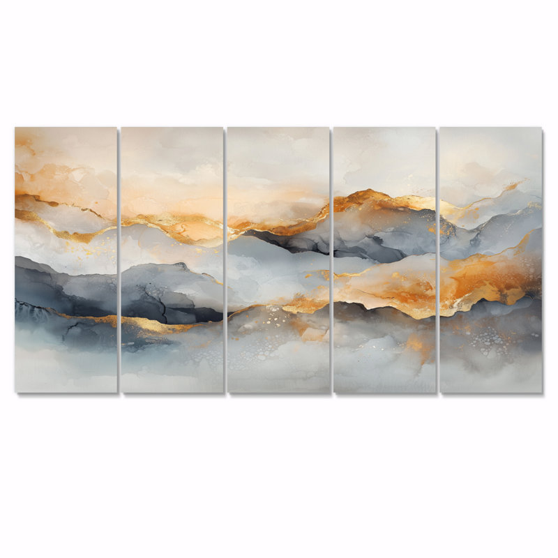 Ondrea - art mural marbré - décoration murale moderne, H 28 po x l 60 po, 5