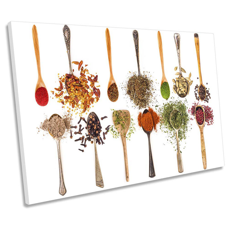 Spices Kitchen Spoons - Wrapped Canvas Print, 30.5cm H x 45.7cm W x 2cm D