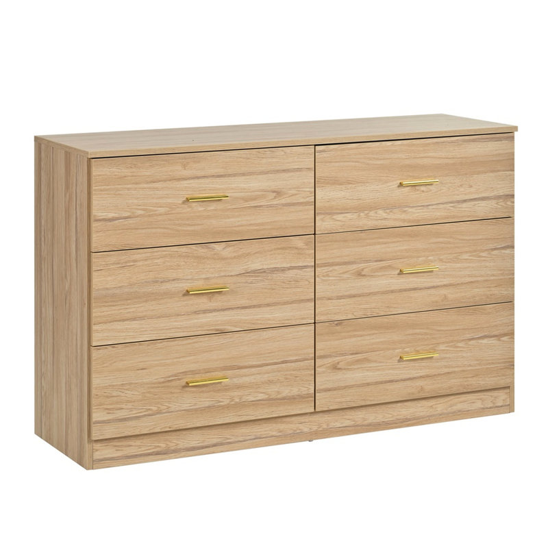 Armoire de rangement pour la chambre à coucher à 6 compartiments, aspect naturel, amplement de rangement, finition, construction