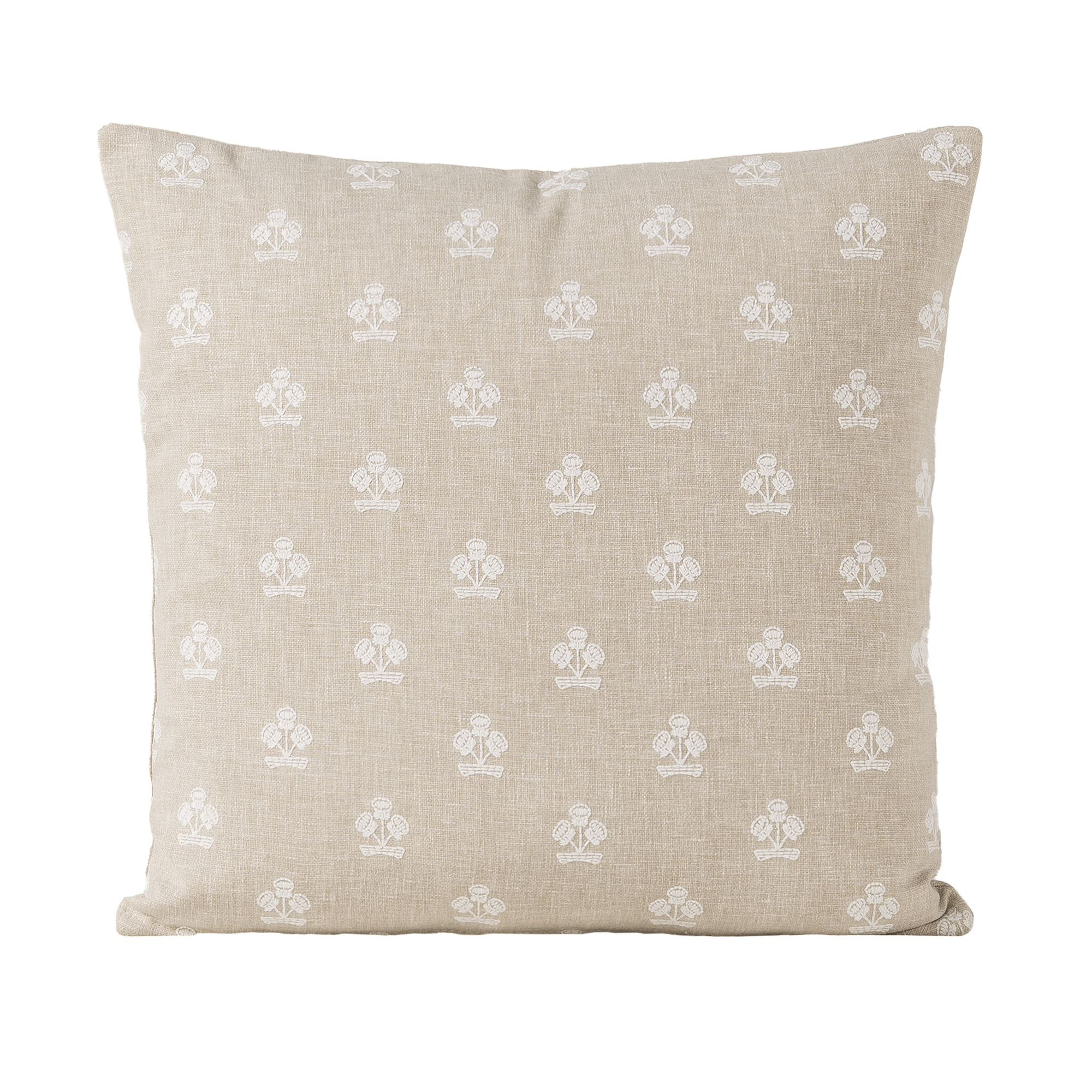 Hamachi Polyester Throw Square Pillow Cover & Insert, Square 20", Linen Floral 1, Feather