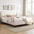 Cocoon King Size Upholstered Platform Bed with Wingback Headboard - Beige Fabric, Solid Wood Legs & Noise-Free Design, 500 lb Capacity