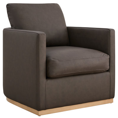 Bobbi Genuine Leather Swivel Barrel Chair