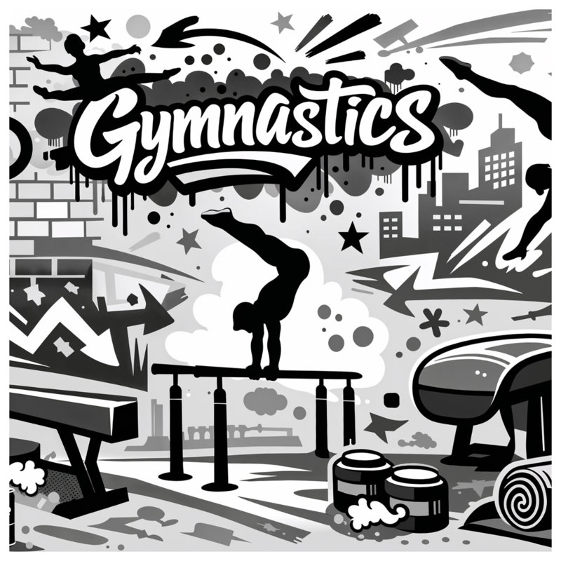 Black White Gymnastics Theme Comforter, King