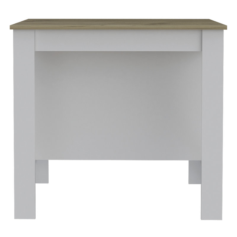 Kitchen Island Antibacterial Dozza,Three Shelves, Light Oak / White Finish